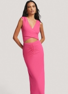 Saia Morena Rosa midi justa drapeada