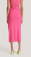 Saia Morena Rosa midi justa drapeada