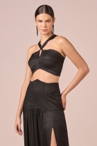 Cropped My Place alças largas preto