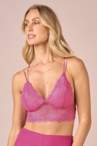 Top My place renda multi tiras rosa