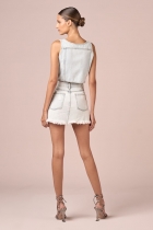Colete My Place cropped jeans bordado 