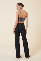 Cal&ccedil;a My Place risca de giz prata/ preto 