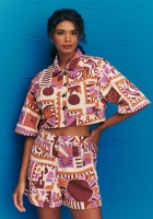 Camisa CaCay cropped sarja estampada