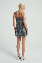 Vestido My Place curto paetes prata