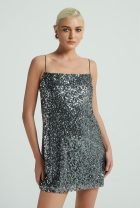 Vestido My Place curto paetes prata