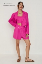 Bermuda ALLS assimétrico com pregas linho 