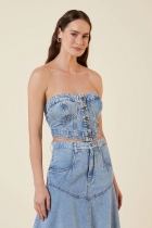 Top My Place jeans retro botoes frente 