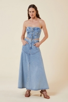 Top My Place jeans retro botoes frente 