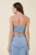 Top My Place jeans retro botoes frente 