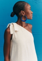 Vestido CaCay longo ombro laço liso