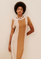 Vestido CaCay longo decote canoa manga curta