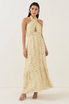 Vestido ALLS decote cruzado estampado 