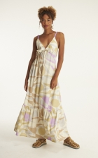 VESTIDO LONGO DE ALCA ESTAMPA AURA