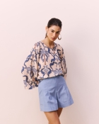 Blusa Cacay mangas amplas azul medio 