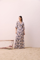 Vestido Longo Cacay decote v manga