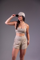 F522- SHORT FITNESS SOBREPOSTO COM AJUSTADOR LATERAL